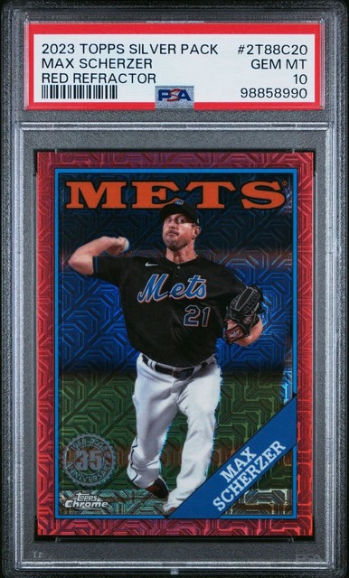 2023 Topps Chrome Max Scherzer 1988 Topps Chrome Red Mojo #1/5 PSA 10 💎POP 1💎