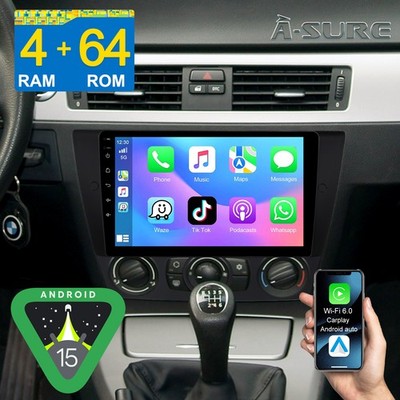 Autoradio Für BMW 3er E90 E91 E92 E93 Android 15 Carplay GPS Navi 4+64GB SWC DSP