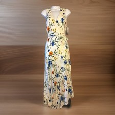 Lulus Dress NWT Womens M White Floral Wrap Maxi Hi-low Romantic Resort, Wedding
