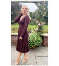 Robe Pull Grise Col V Froncée - Marque Blue Banana, Manches 3/4 Et Longueur Genou - Neuf Avec étiquettes