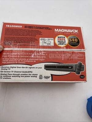 Magnavox Digital TV Converter Box TB100MG9 DTV Tuner WITH Remote NEW/OPEN BOX
