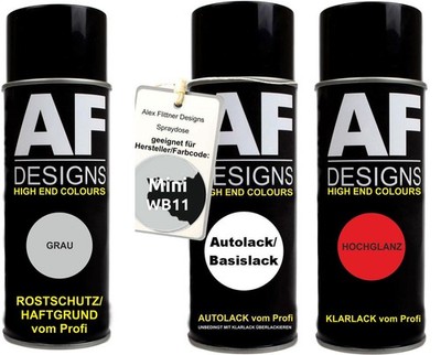 Spraydose Set für Mini WB11 Absolute Black Metallic Autolack Klarlack Grundierun
