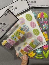 3x Easter Eggs Animal Glitter Holidays Scrapbook Stickers 3D Puffy 53pc