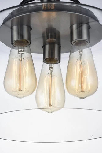 Maxim 26130CL Nickel/Black Goblet 3-Light 14"W Semi-Flush Drum Ceiling Fixture - Picture 11 of 12