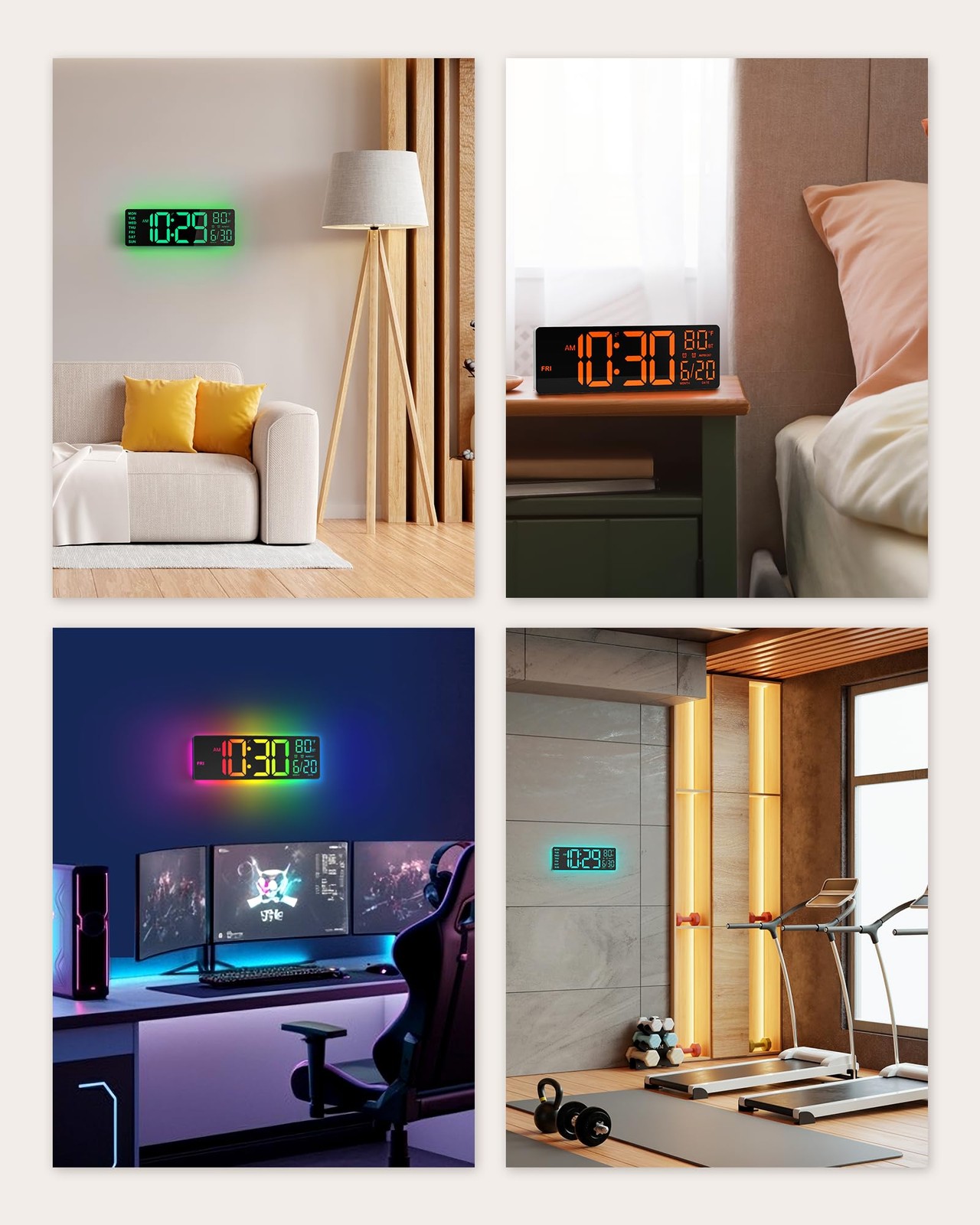 EASYERA 12" Digital Wall Clock for Classroom Livingroom Game Home Decor with ...
