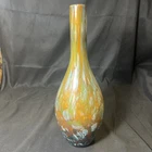 Vintage Large Murano Style Art Glass Vase - Amber/Blue/Brown Style