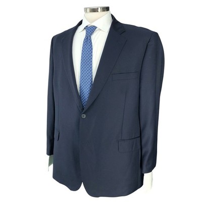 Saks Fifth Avenue Sport Coat Mens 46R Navy Ermenegildo Zegna Wool *TINY FLAW