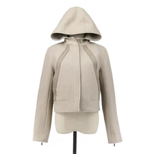 FOXEY Truffle Wool Double-Zip Hooded Jacket 41785 Size 40 Beige Women USED