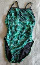 SPORTI One Piece Swimsuit Womens Size 34 Green Black Swim Suit