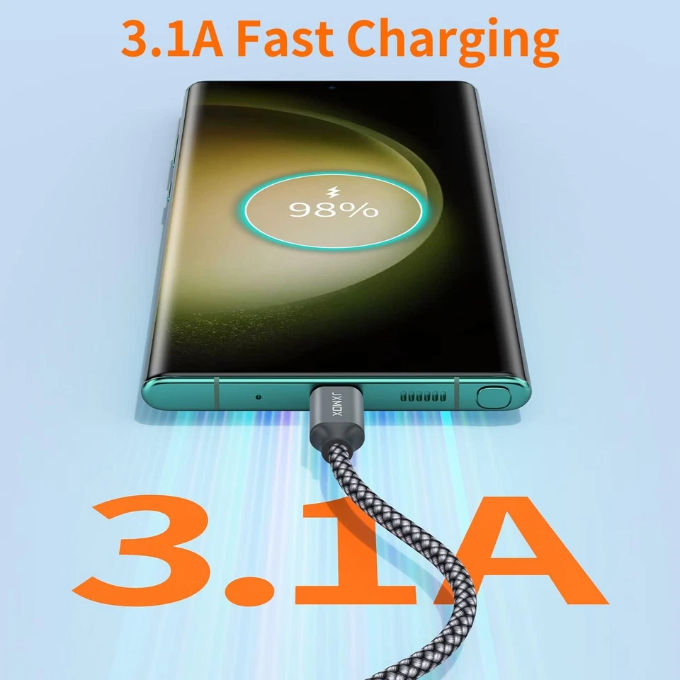 USB Type C Cable,USB A to C 3A Fast Charging (3.3ft 2-Pack) 3.3ft, Grey  - Image 2 of 4