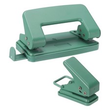 1/4" Hole Punch, 2Pcs Handheld Hole Puncher Press Metal Paper Puncher, Green