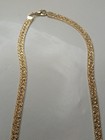 Vintage Herringbone Nugget Gold Plated Double Sided Necklace 25 Grams  — photo 9