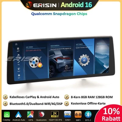 12.3" Android 16 Autoradio GPS CarPlay DSP DAB 128GB BMW 3er E90 E91 E92 E93 CIC - Bild 1 von 4