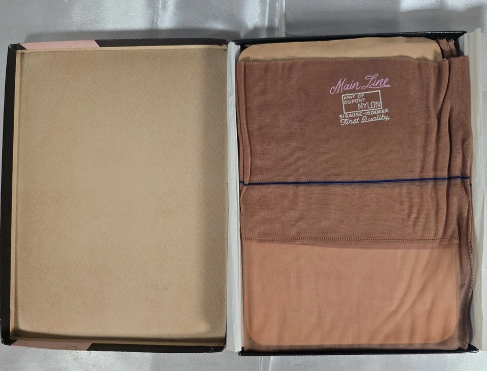 MEDIAS VINTAGE AÑOS 50 LÍNEA PRINCIPAL TALLA 11 AZUL CUBANO CON COSTURA AZUL NOS MODA COMPLETA Foto 3 de 4