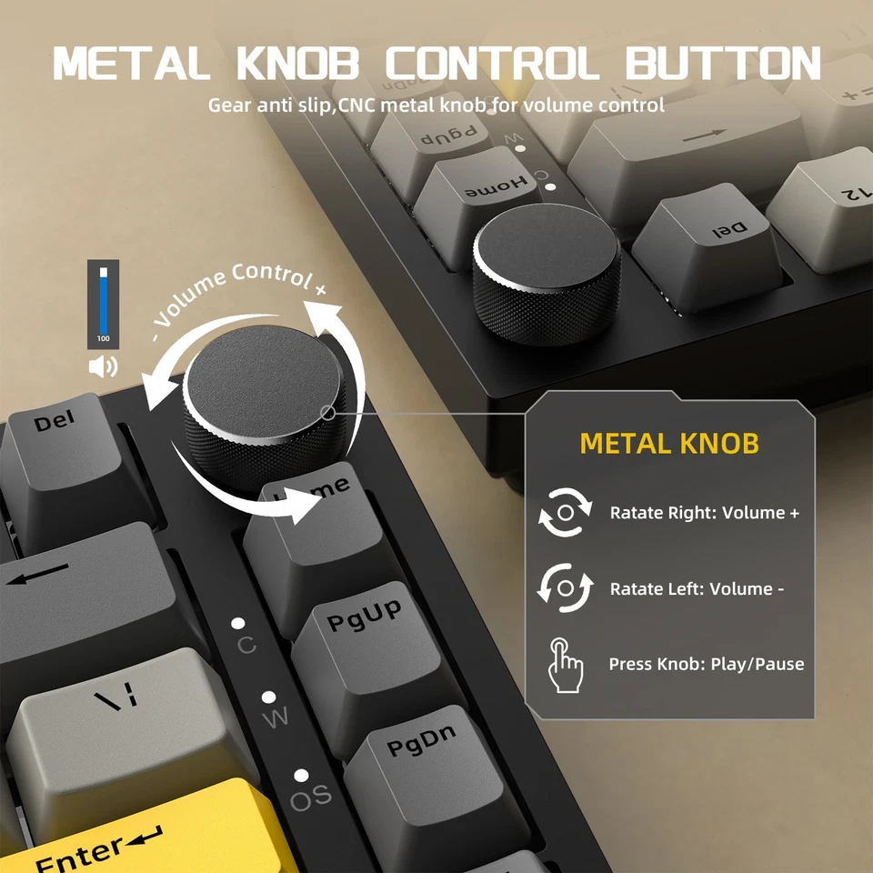 AJAZZ AK820 75% Wired Gasket Mechanical Gaming Keyboard Knob Hot Swap - Image 3 of 4