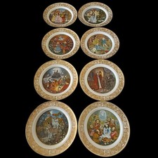 Set Of 8 Vintage Franklin Porcelain Grimm's Fairy Tales 8” Plates Bavaria 1978