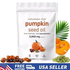 Pumpkin Seed Oil with Saw Palmetto, 3000mg Per Serving, 180 Softgels Capsules