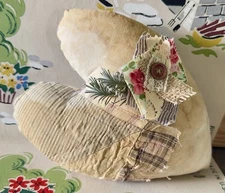 Primitive Style Tattered Heart Pillow Quilted Handmade Lavender