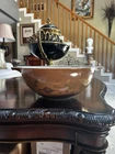 PYREX Early American Brown White & Gold Set of 4 Cinderella Bowls Vintage