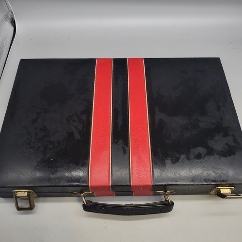 Set Backgammon Vintage Rosso Nero Verde Similpelle Dama Rossa e Bianca - Foto 5 di 5