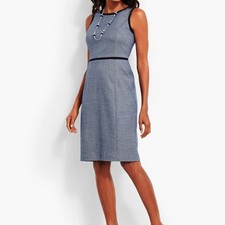 🌸 Talbots Westport Sheath Sleeveless Navy tweed Dress Size 2