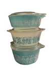 Vintage Pyrex Set of 3 Amish Butterprint Round Casserole Dishes with Lids
