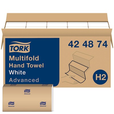 Tork 424874 Multifold Hand Towel White H2, Advanced, 12 x 250 Towels | 12 Packs