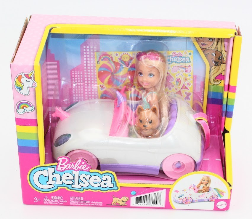 Barbie Chelsea Doll & Toy Car with Unicorn Theme