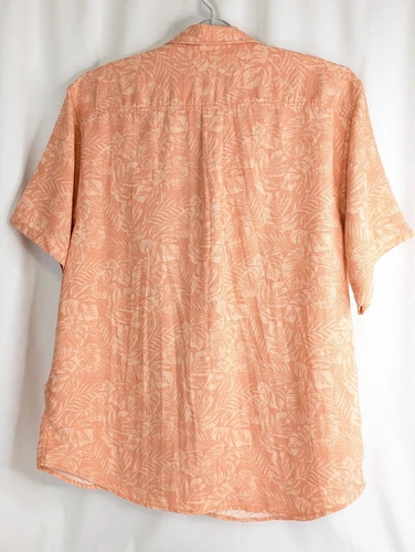 Tommy Bahama Hawaiian Shirt Floral Jacquard Print Coral Tencel Marlan Men XL 52" image 8