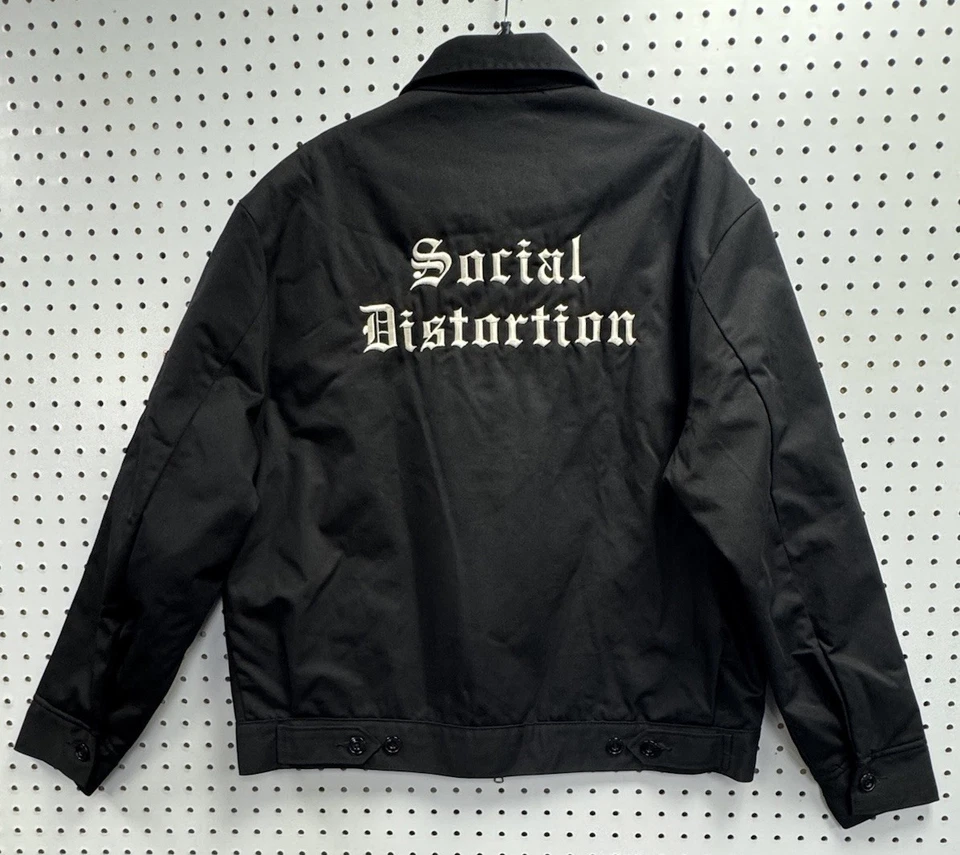 VTG SOCIAL DISTORTION Dickies Lined Eisenhower Black Jacket Embroidered Size L - Image 2 of 4