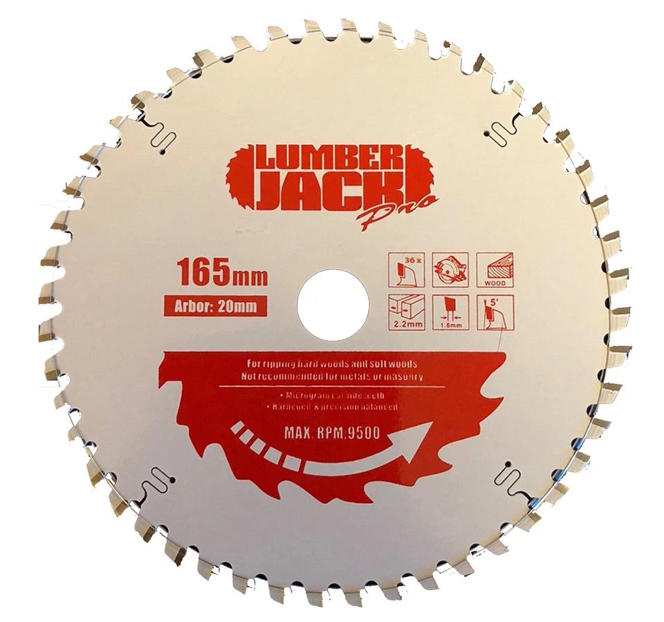 LUMBERJACK Professional 165mm TCT 36T Blade for Dewalt Makita Bosch Circular & Plunge Saws