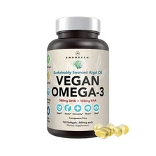 Premium Vegan Omega 3 Supplement. Fish Oil Alternative! DHA & EPA Algae Oil. ...