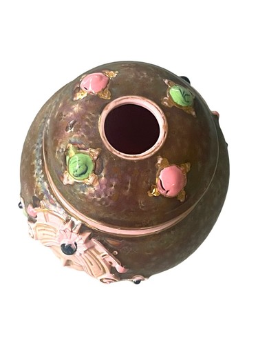 Schafer & Vater Jasperware Iridescent Glaze "Jeweled" Lady Face Hair Receiver - Picture 4 of 5