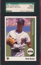 SGC 100 PRISTINE 1989 UPPER DECK #218 BRETT BUTLER GRADED 10 GEM MINT READ TPHLC