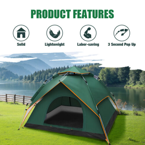 Pop-Up Zelt 2~3 Personen Wurfzelt Camping Wasserdicht Trekkingzelt Familienzelt - Bild 23 von 24