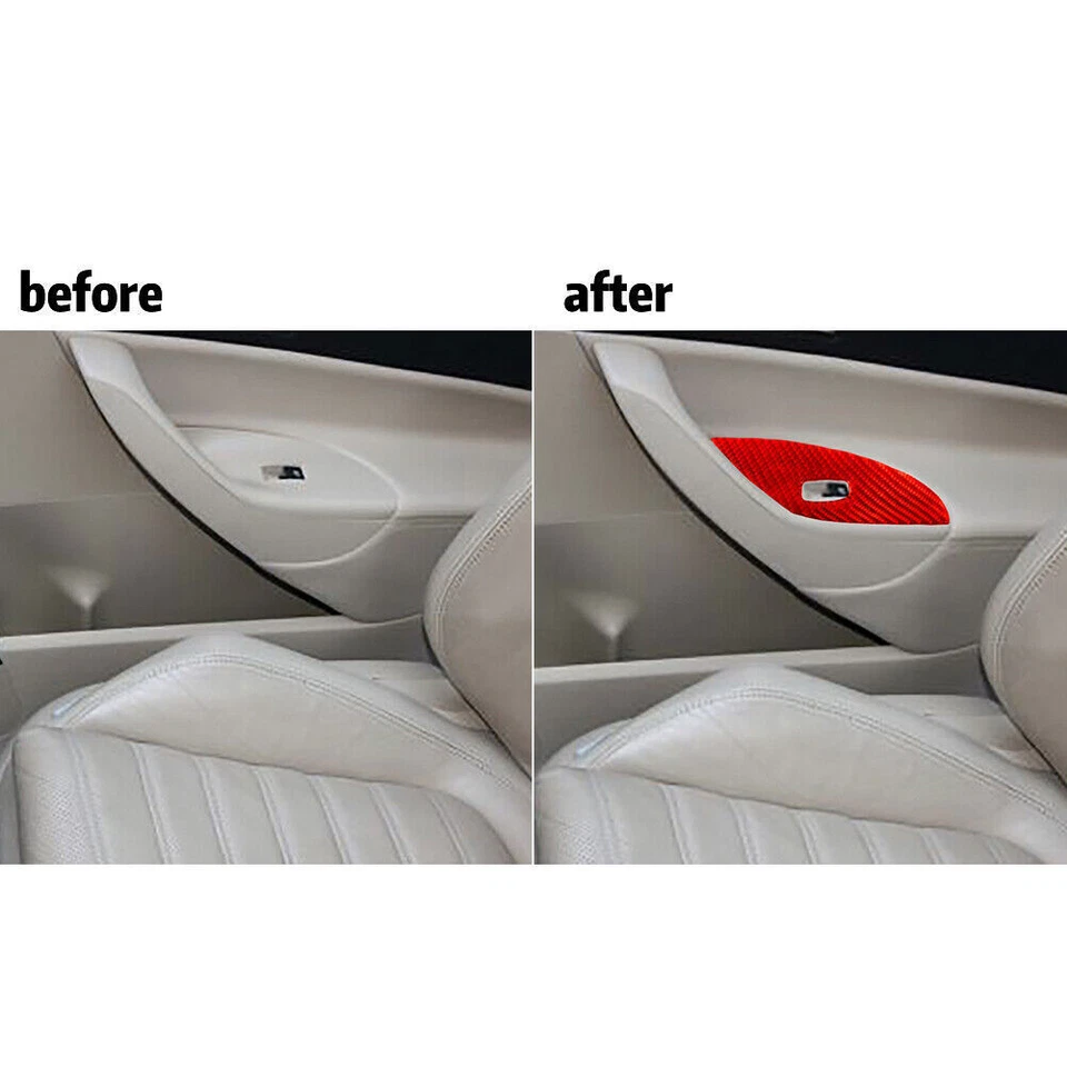 Panel elevador de vidrio de fibra de carbono rojo para Volkswagen Passat 2006-2011 5 piezas Foto 4 de 4