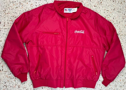 MBA Vintage Mens Full Zip Embroidered Coca Cola Satin Windbreaker Jacket Size XL - product listing photo