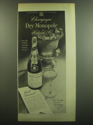 1948 Heidsieck & Co. Dry Monopole Champagne Advertisement