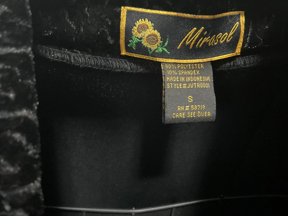 Hermoso Mirasol Frente Abierto Terciopelo Aplastado Elástico Negro talla S. (b7) Foto 3 de 4