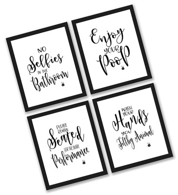 bathroom quotes and sayings art prints set of four photos 8x10