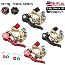 4PC Car Battery Cable Post Clamp Terminal Connection Connector Positive&Negative