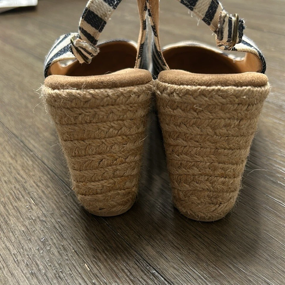 G.H. Alpargatas Bass para mujer Emilie azul marino/blanco a rayas cuerda cuña punta cerrada 11 Foto 3 de 4