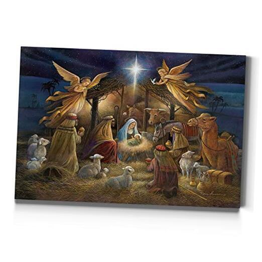 8x12 Nativity Wall Art Featuring Jesus Mary and the Manger Scene  -image