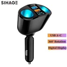 Car Charger Cigarette Lighter Double Power Adapter Socket Splitter Dual USB