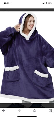 BEDSURE Sherpa Wearable Blanket Hoodie (purple Oversize OSFM Comfy Warm 