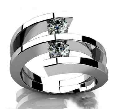 Two Stone Engagement & Wedding Bypass Ring 2 Ct Simulated Diamond 14K White Gold