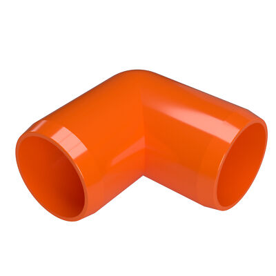 1'' 90-Deg PVC Elbow Fitting, Orange (4-PK) FORMUFIT Furniture Grade, Made in USA