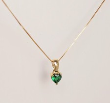 Green CZ Heart Necklace May Birthstone Emerald Green Heart Pendant Gold-Plated