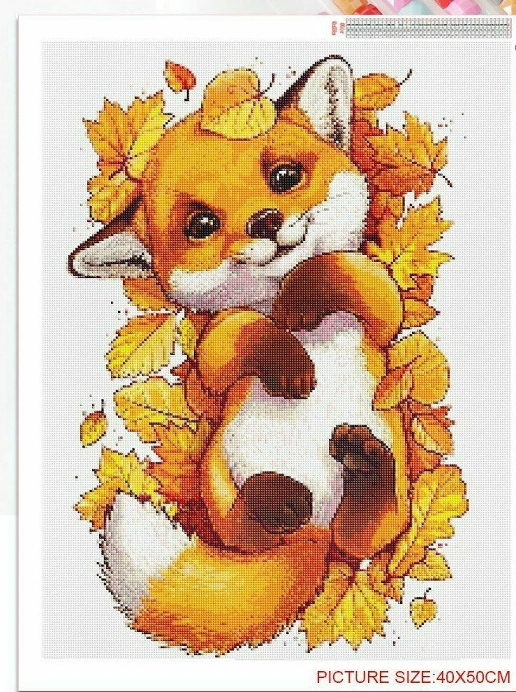 Diamond Painting Animal Fox Cute Baby Portrait Design Embroidery Wall  Decoration