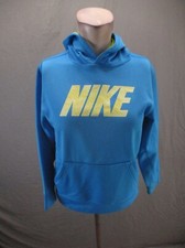 NIKE THERMA-FIT Size L Kids Unisex Blue Pocket Fleece Lined Athletic Hoodie 929